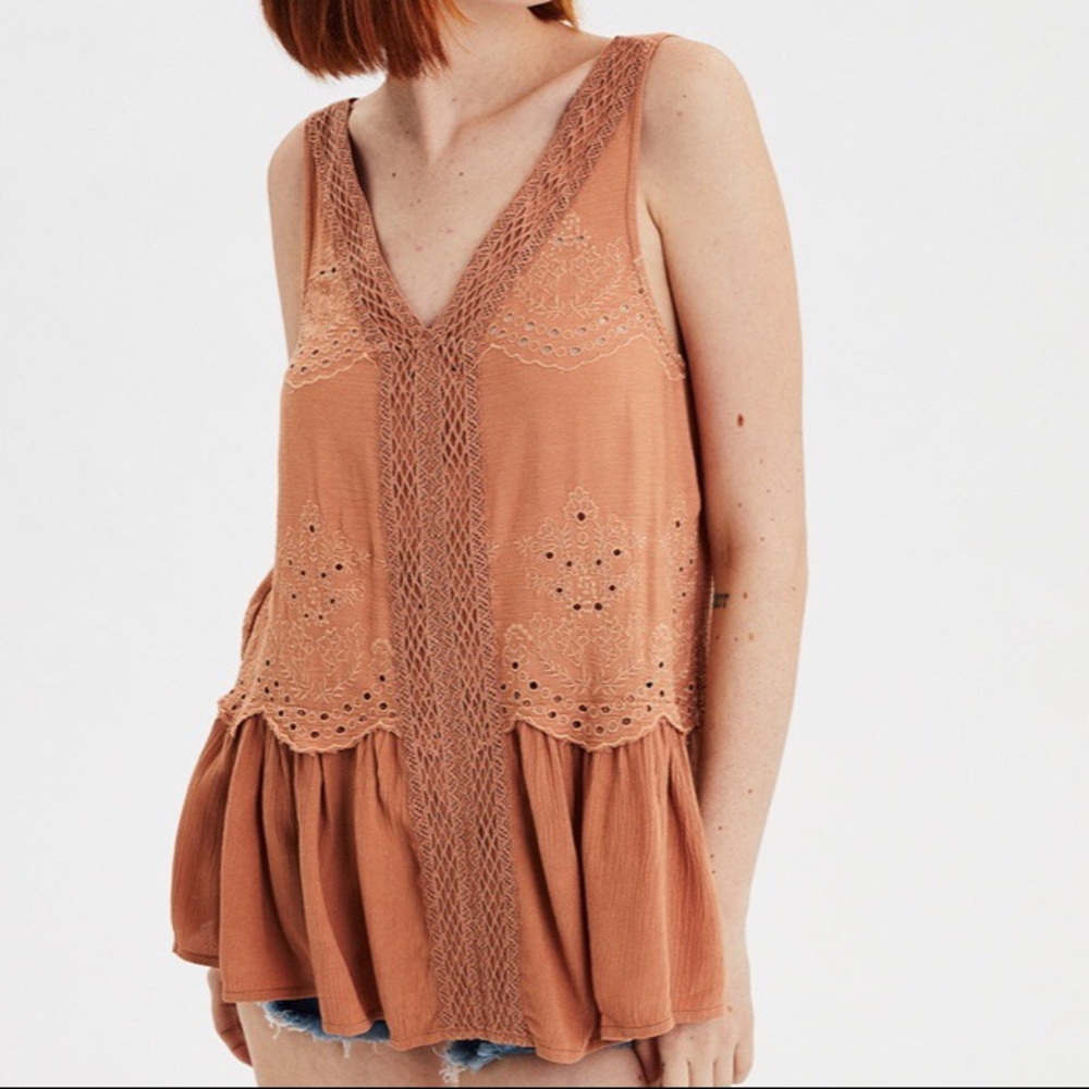 Orange flowy tank / American eagle